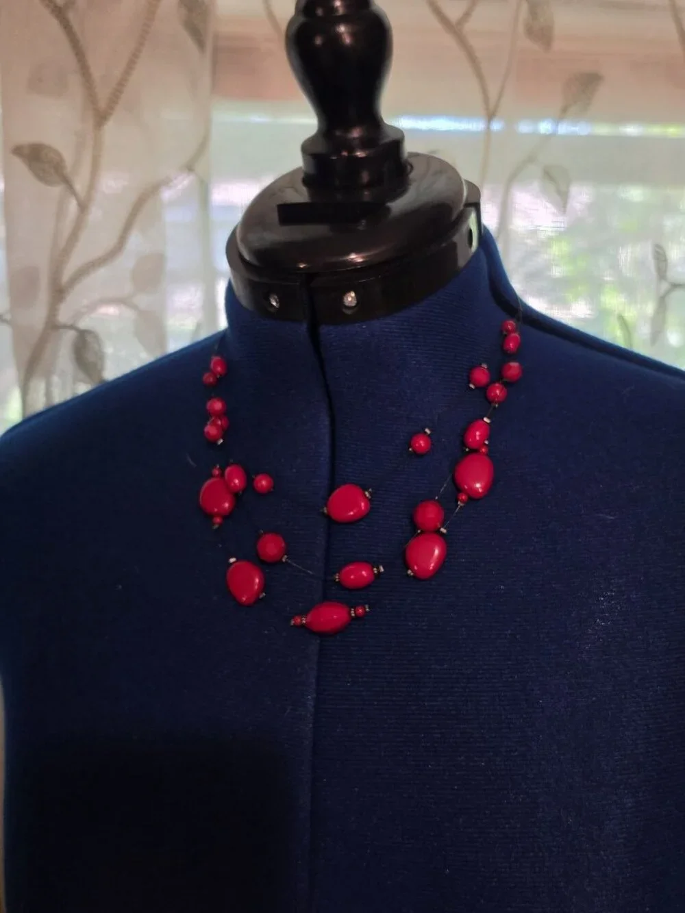 Layered Red Bead Illusion Necklace
